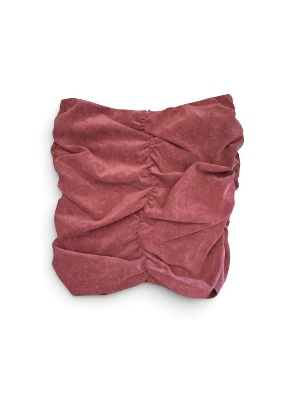 Zara Women’s Large NWT Ruched Corduroy Tube Top Mauve Pink Dusty Rose NEW Blouse